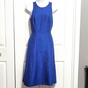 Banana Republic Italian Tweed Blue Dress Sleeveless Flair